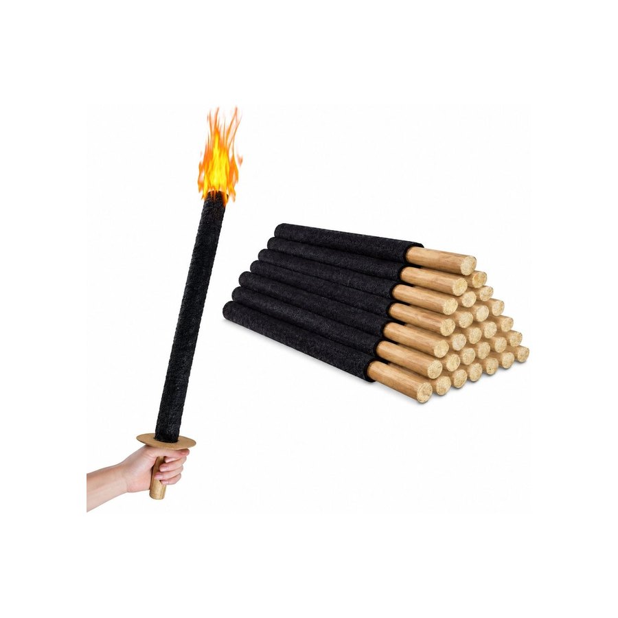 Black fire torch sticks burning, with a bundle of four