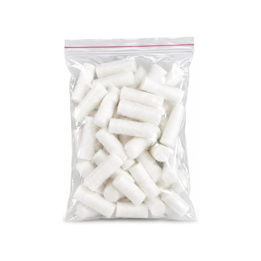 Clear zip bag of white plugs