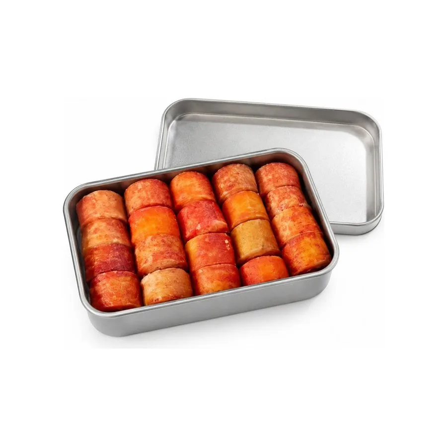 Rectangular tin, orange discs