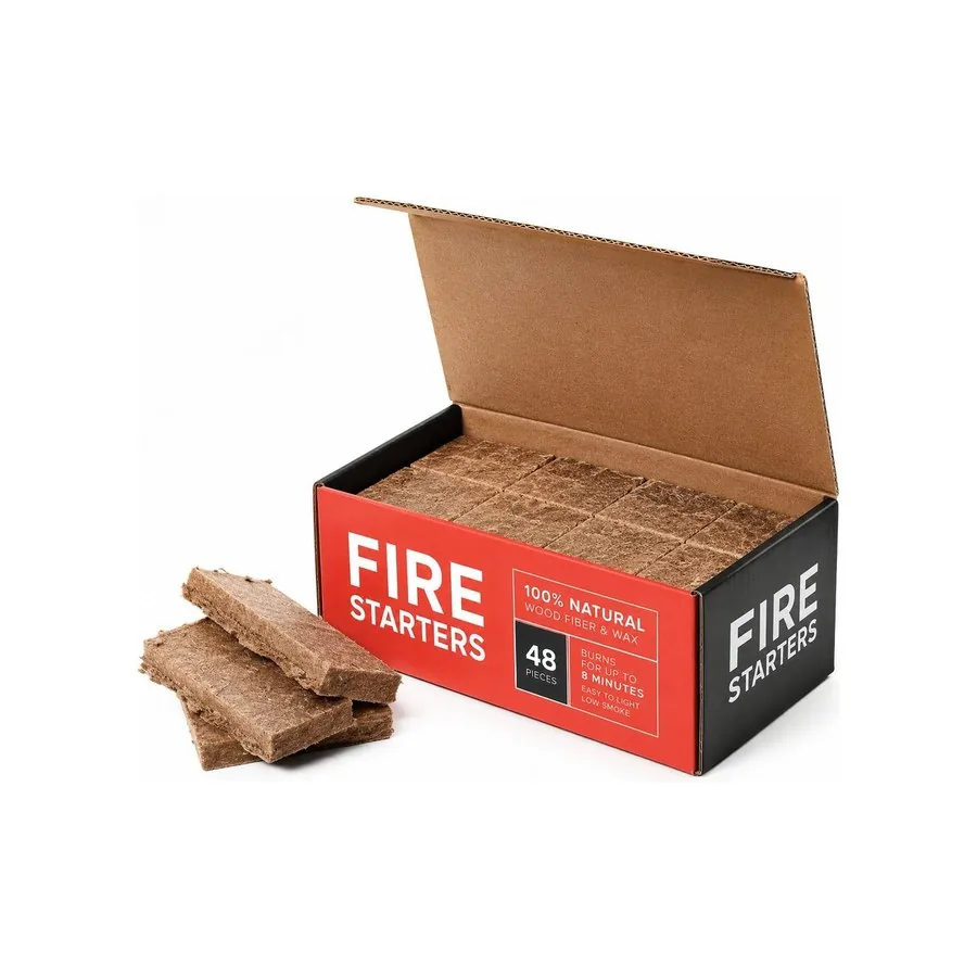 48 pcs fire starters carton with open lid