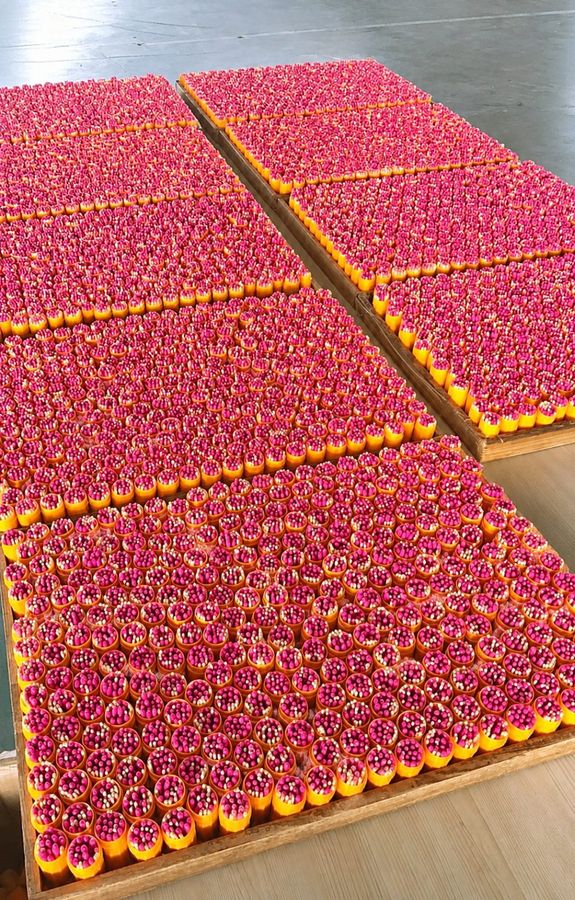 Trays of finished matchsticks