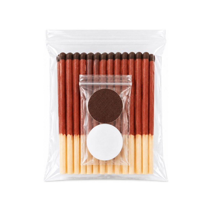 Clear bag with round striker and blank label