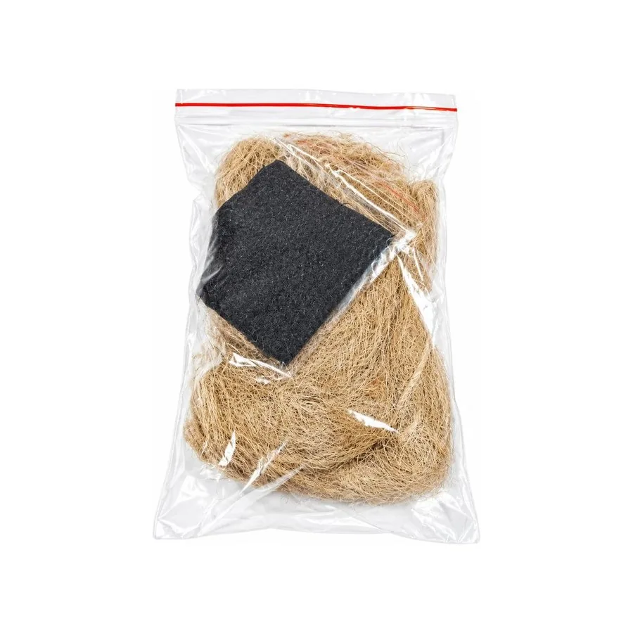 Zip bag pack with wood wool and firelighter